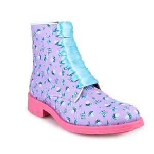 Irregular Choice Floral Dessie Boots in Pink/Purple